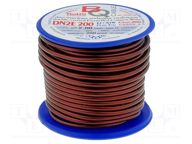 Coil wire; double coated enamelled; 2mm; 0,25kg; -65÷200°C