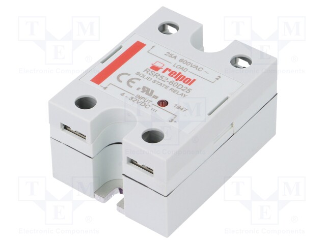 Relay: solid state; Ucntrl: 4÷32VDC; 25A; 48÷660VAC; -30÷80°C; IP20