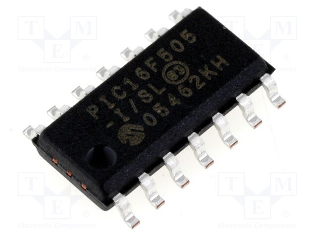 PIC microcontroller; Memory: 1.5kB; SRAM: 72B; 2÷5.5VDC; SMD; SO14