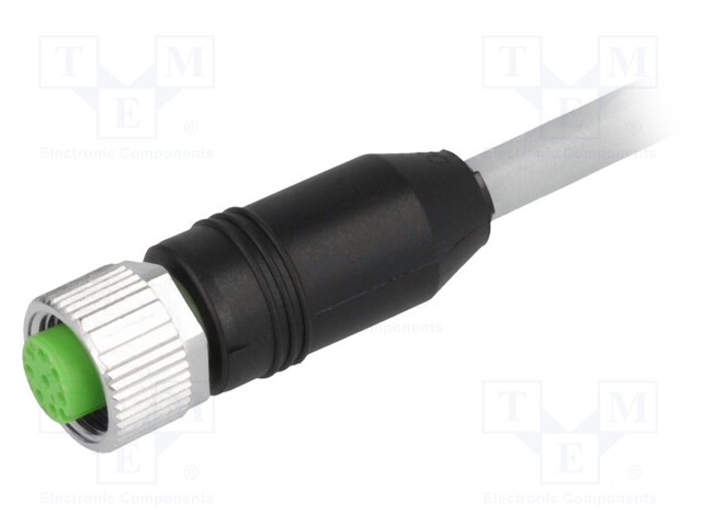 Connection lead; M12; PIN: 8; straight; 3m; plug; 30VAC; 2A; -20÷85°C