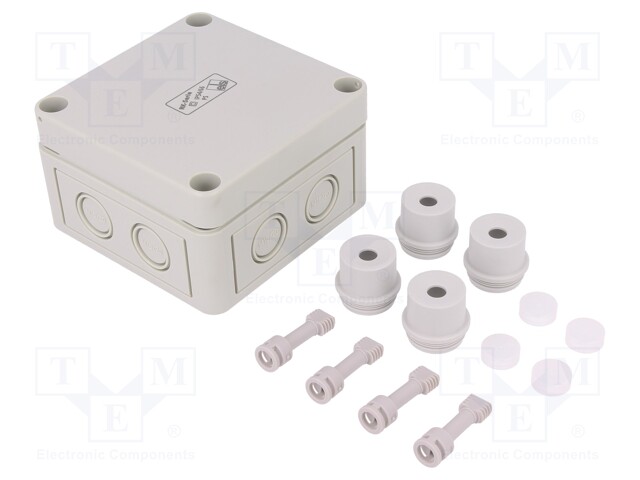 Enclosure: junction box; X: 94mm; Y: 94mm; Z: 57mm; polystyrene; IP54