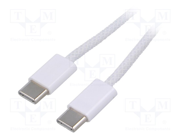 Cable; USB 2.0; USB C plug,both sides; nickel plated; 0.5m; white