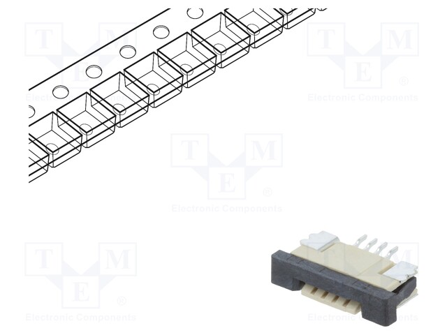 Connector: FFC (FPC); horizontal; PIN: 4; ZIF; SMT; tinned; 30mΩ