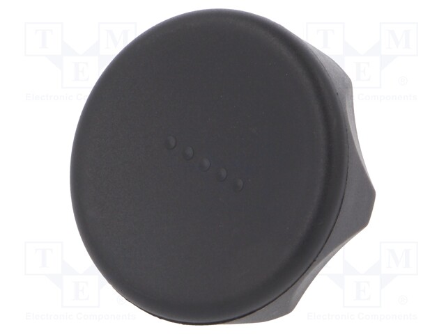 Knob; Dia: 45mm; M8; 20mm; technopolymer (PA); black; Cap: black