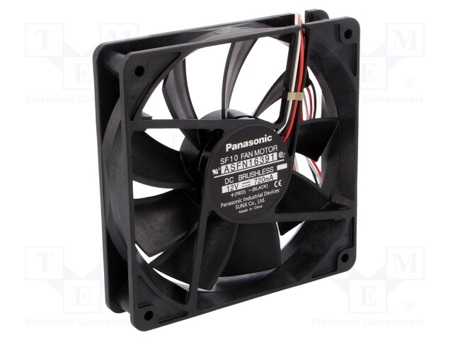 Fan: DC; axial; 12VDC; 120x120x25mm; 195m3/h; 41.5dBA; ball bearing