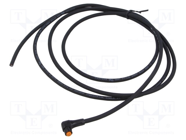 Connection lead; M8; PIN: 4; angled; 2m; plug; 50VAC; 4A; -25÷80°C