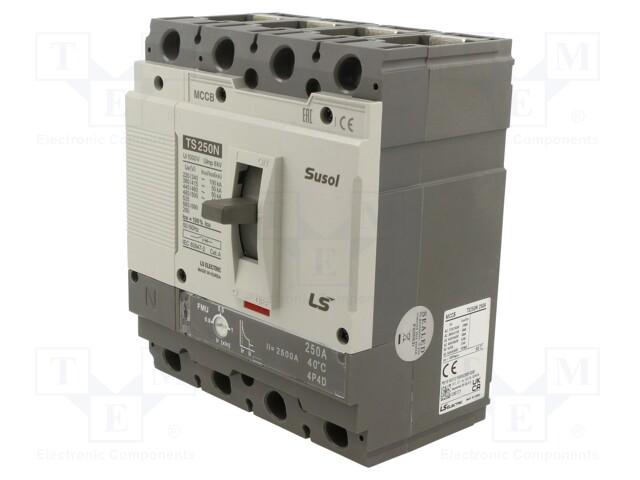 Power breaker; Poles: 4; DIN,on panel; Inom: 250A; SUSOL TS; IP20