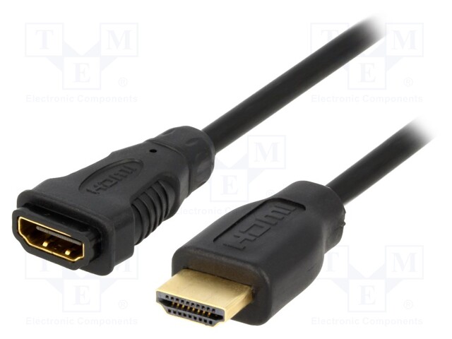 Cable; HDMI 1.4; HDMI socket,HDMI plug; 1.5m; black