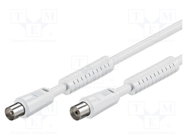 Cable; 75Ω; 2.5m; coaxial 9.5mm socket,coaxial 9.5mm plug; white