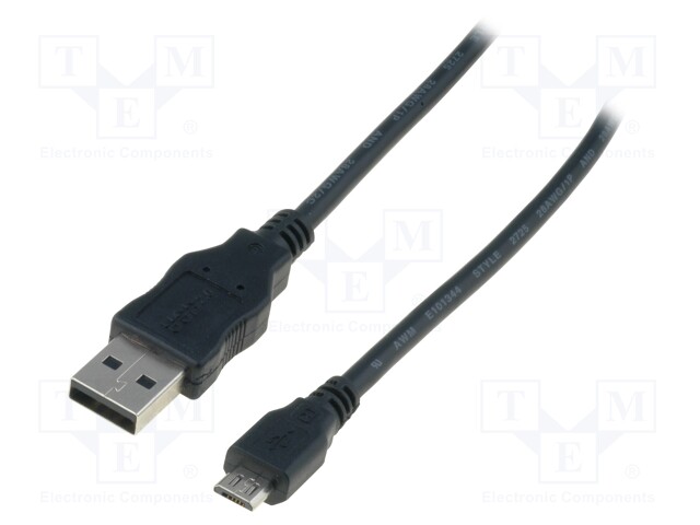 Cable; USB 2.0; USB A plug,USB B micro plug; nickel plated; 1.8m