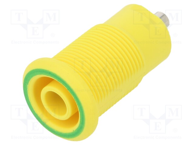 Socket; 4mm banana; 24A; 1kV; yellow-green; nickel plated