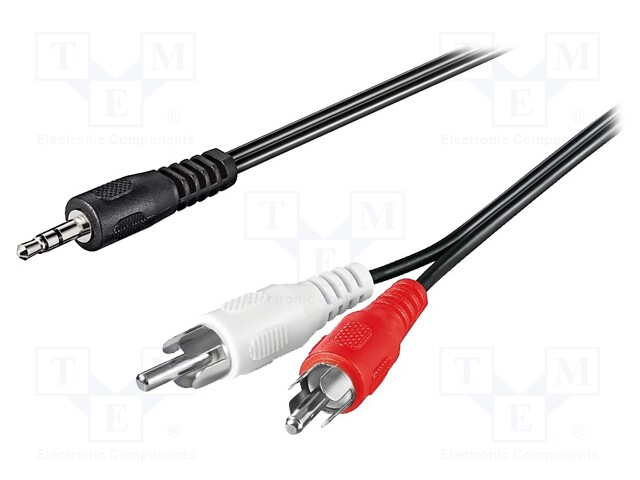 Cable; RCA plug x2,Jack 3.5mm 3pin plug; 20m; Colour: black