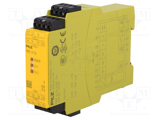 Module: safety relay; Series: PNOZ e3.1p; IN: 2; OUT: 5; -10÷55°C