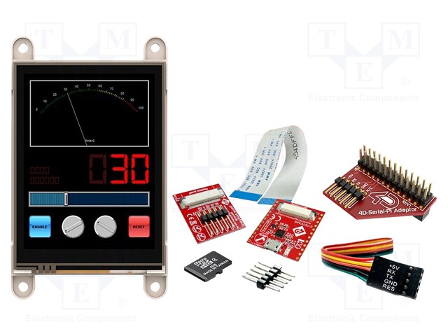 Dev.kit: with display; TFT; 2.8"; 240x320; Display: graphical; 14kB