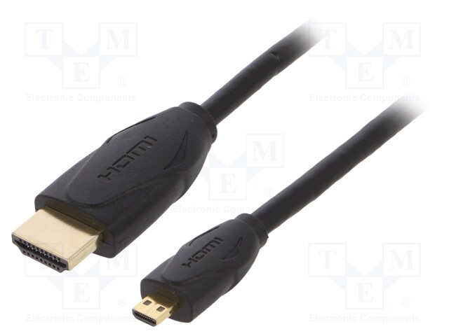 Cable; HDMI 2.0; HDMI micro plug,HDMI plug; 1m; black