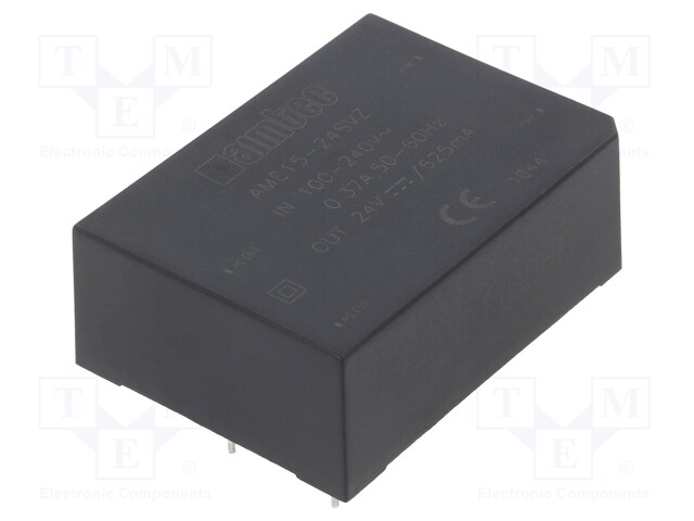 Converter: AC/DC; 15W; Uout: 24VDC; Iout: 0.625A; 83%; Mounting: PCB