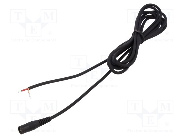 Cable; wires,DC 5,5/2,5 socket; straight; 1mm2; black; 5m