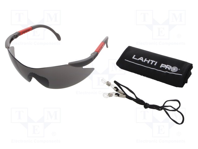 Safety spectacles; Lens: gray; Features: regulated; Kit: case