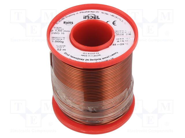 Coil wire; double coated enamelled; 1.6mm; 1kg; -65÷200°C