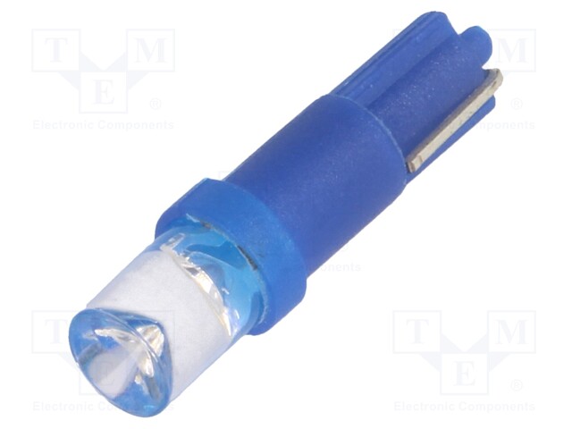 LED lamp; blue; T5; Urated: 12VDC; 0.6lm; No.of diodes: 1; 0.24W