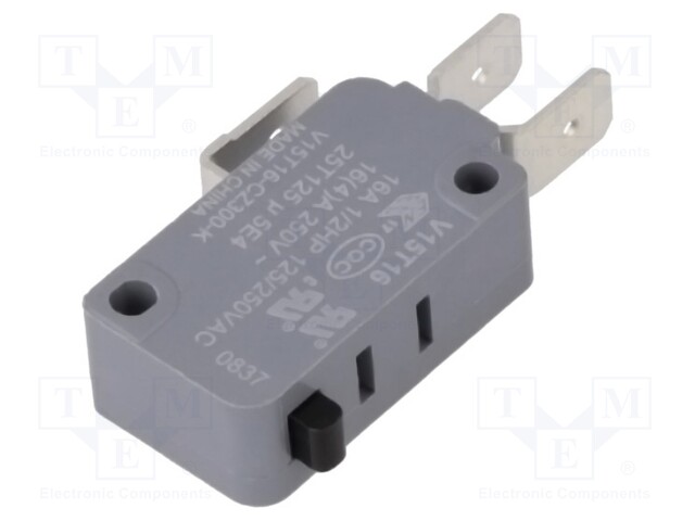 Microswitch SNAP ACTION; without lever; SPDT; 16A/250VAC; Pos: 2