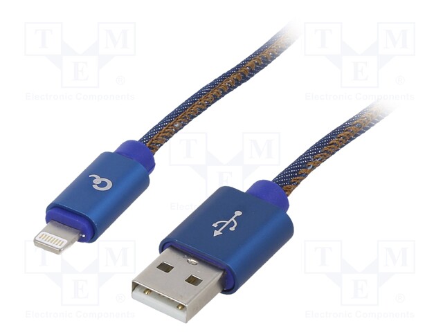 Cable; USB 2.0; Apple Lightning plug,USB A plug; gold-plated; 1m