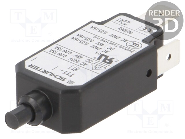 Circuit breaker; Urated: 240VAC; 48VDC; 4.5A; SPST; Poles: 1; Ø9.6mm