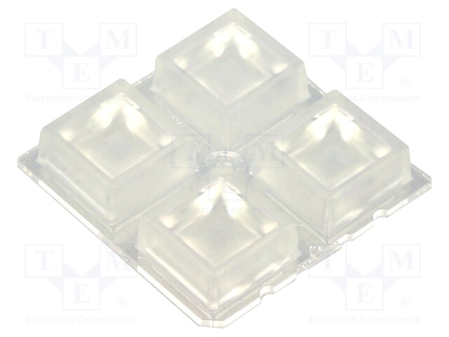 LED lens; square; transparent; H: 10mm; Outside dim: 50x50mm