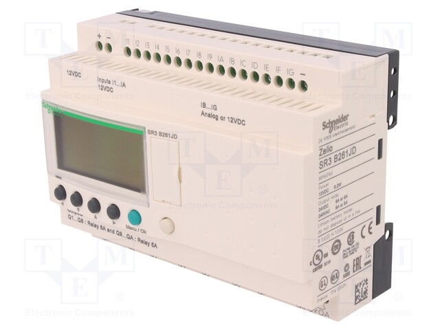 Programmable relay; IN: 16; Anal.in: 6; OUT: 10; OUT 1: relay; 12VDC