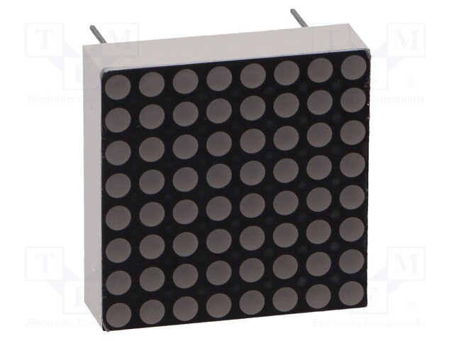 Display: LED; matrix; 8x8; yellow-green; 2÷4mcd; anode; 20x20mm