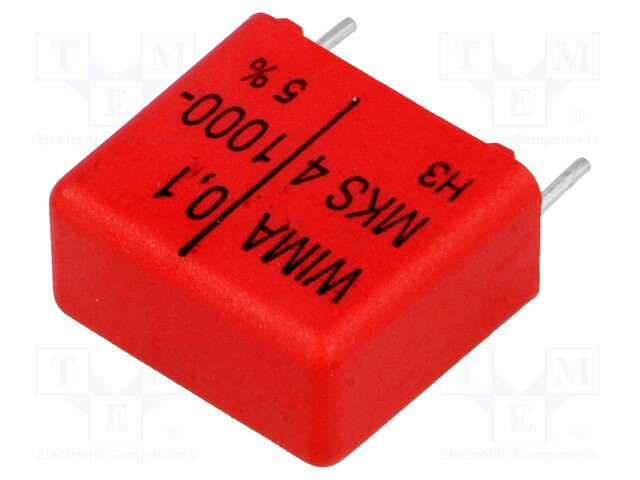 Capacitor: polyester; 100nF; 400VAC; 1kVDC; Pitch: 15mm; ±5%