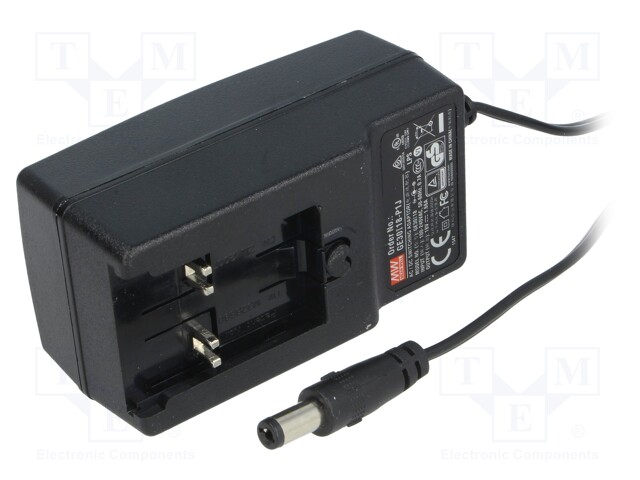 Power supply: switched-mode; 18VDC; 1.66A; Out: 5,5/2,1; 30W; 87%