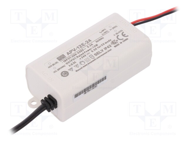 Power supply: switched-mode; LED; 12W; 24VDC; 0.5A; 180÷264VAC