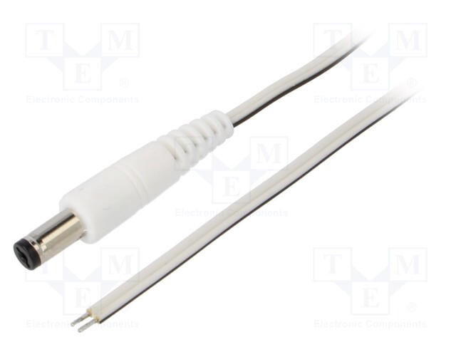 Cable; wires,DC 5,5/1,7 plug; straight; 0.35mm2; white; 1.5m