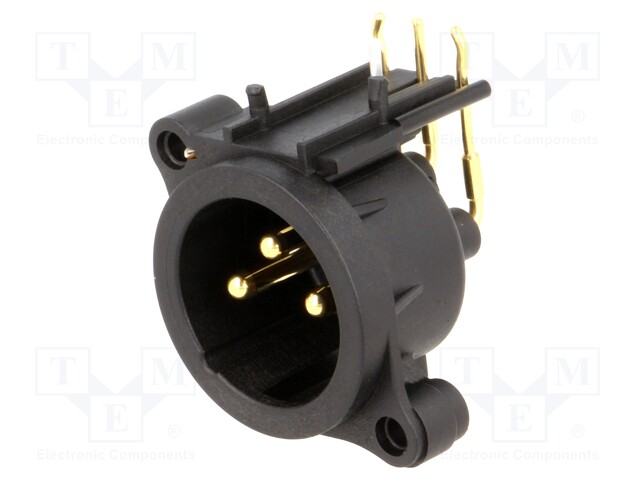 Socket; XLR; male; PIN: 3; angled 90°; THT; black; 6A; 19.8x19.8mm