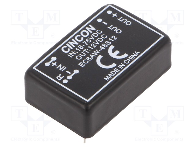 Converter: DC/DC; 8W; Uin: 18÷75V; 12VDC; Iout: 666mA; 18.4g; 100kHz