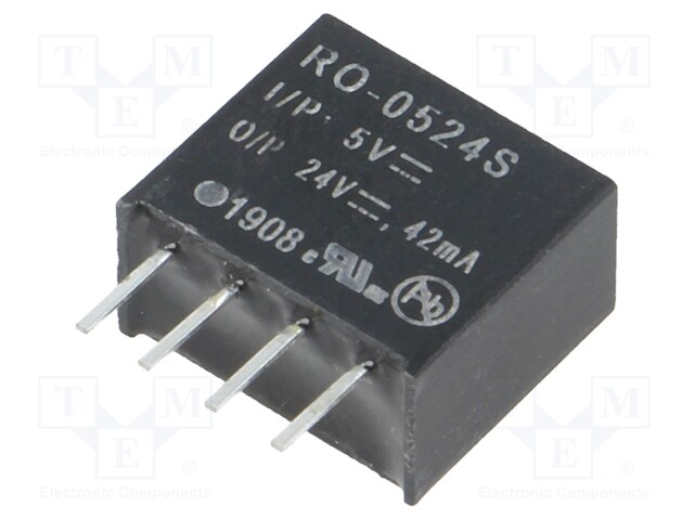 Converter: DC/DC; 1W; Uin: 4.5÷5.5V; Uout: 24VDC; Iout: 42mA; SIP4