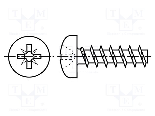 Screw; for plastic; 3,5x16; Head: cheese head; Pozidriv; steel