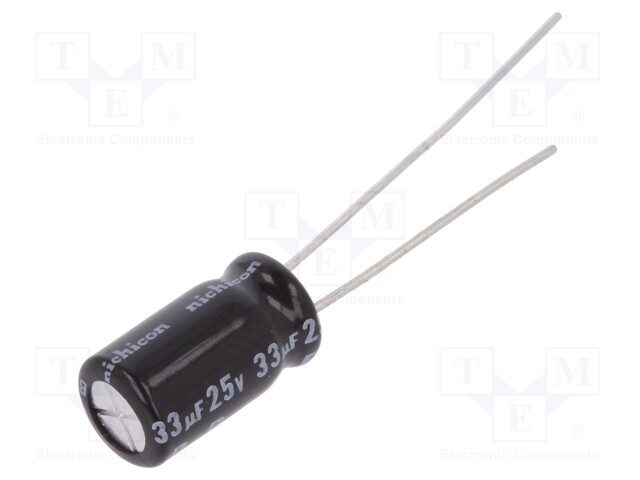 Capacitor: electrolytic; bipolar; THT; 33uF; 25VDC; Ø5x11mm; ±20%