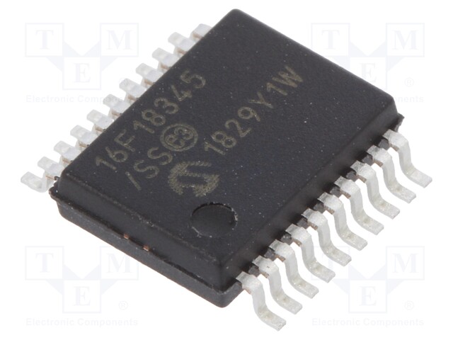 PIC microcontroller; Memory: 14kB; SRAM: 1024B; EEPROM: 256B; SMD