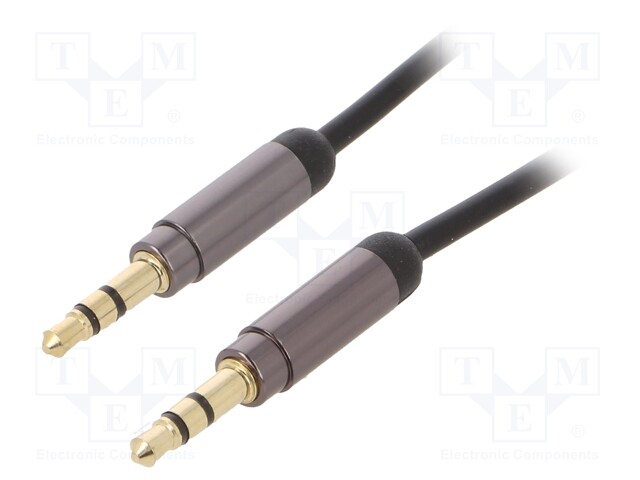 Cable; Jack 3.5mm 3pin plug,both sides; 1m; Plating: gold-plated