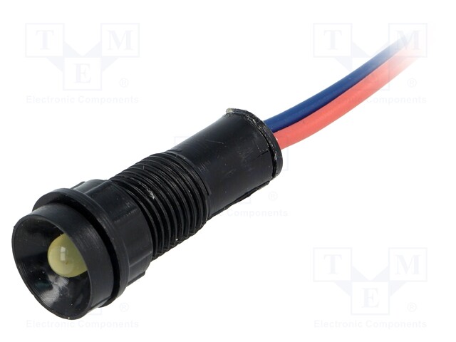 Indicator: LED; recessed; 12VDC; 12VAC; Cutout: Ø11mm; IP40; plastic