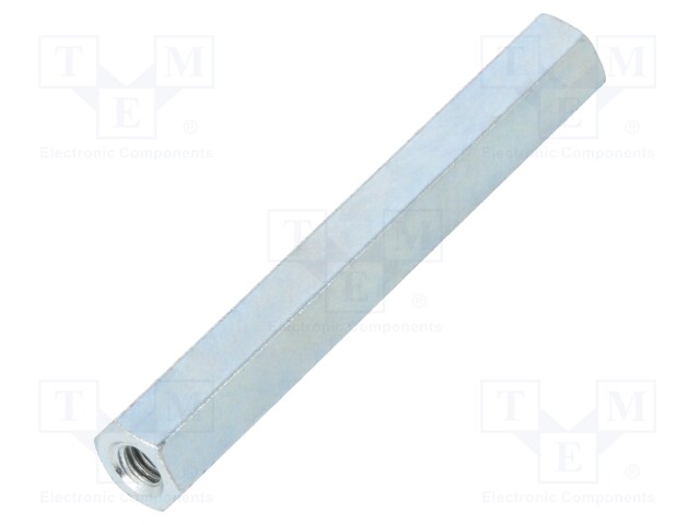 Screwed spacer sleeve; Int.thread: M4; 50mm; hexagonal; steel