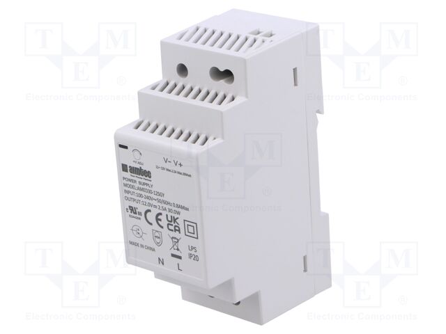 Power supply: switched-mode; for DIN rail; 24W; 12VDC; 2A; 3kV