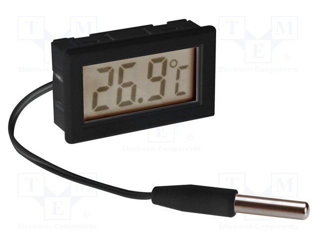 Temperature meter; digital; on panel; LCD; Temp: -50÷100°C; Len: 1m