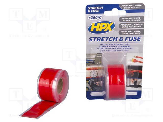 Tape: sealing; W: 25mm; L: 3m; D: 0.5mm; red; silicone; max.200°C; 300%