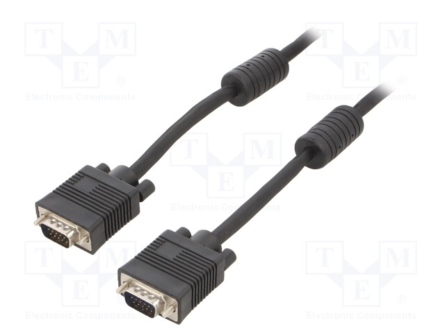 Cable; D-Sub 15pin HD plug,both sides; black; 15m