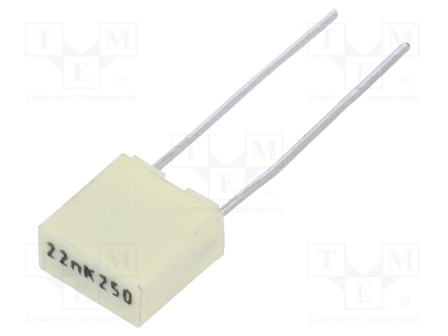 Capacitor: polyester; 22nF; 160VAC; 250VDC; Pitch: 5mm; ±10%