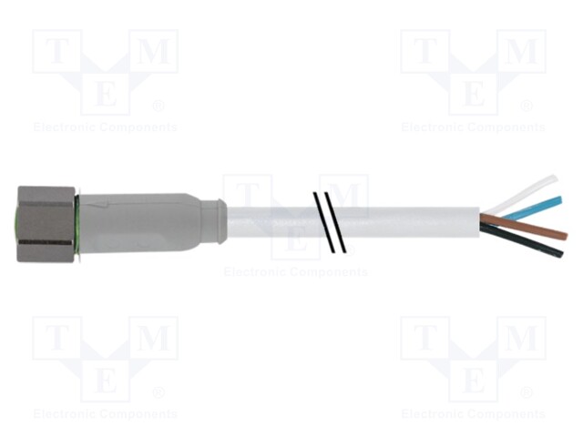 Connection lead; M8; PIN: 4; straight; 7.5m; plug; 30VAC; -25÷80°C