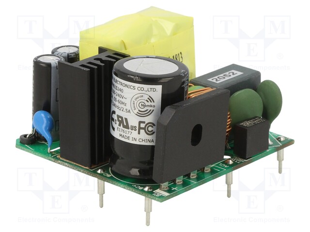 Converter: AC/DC; 60W; Uout: 24VDC; Iout: 2.5A; 89%; Mounting: PCB